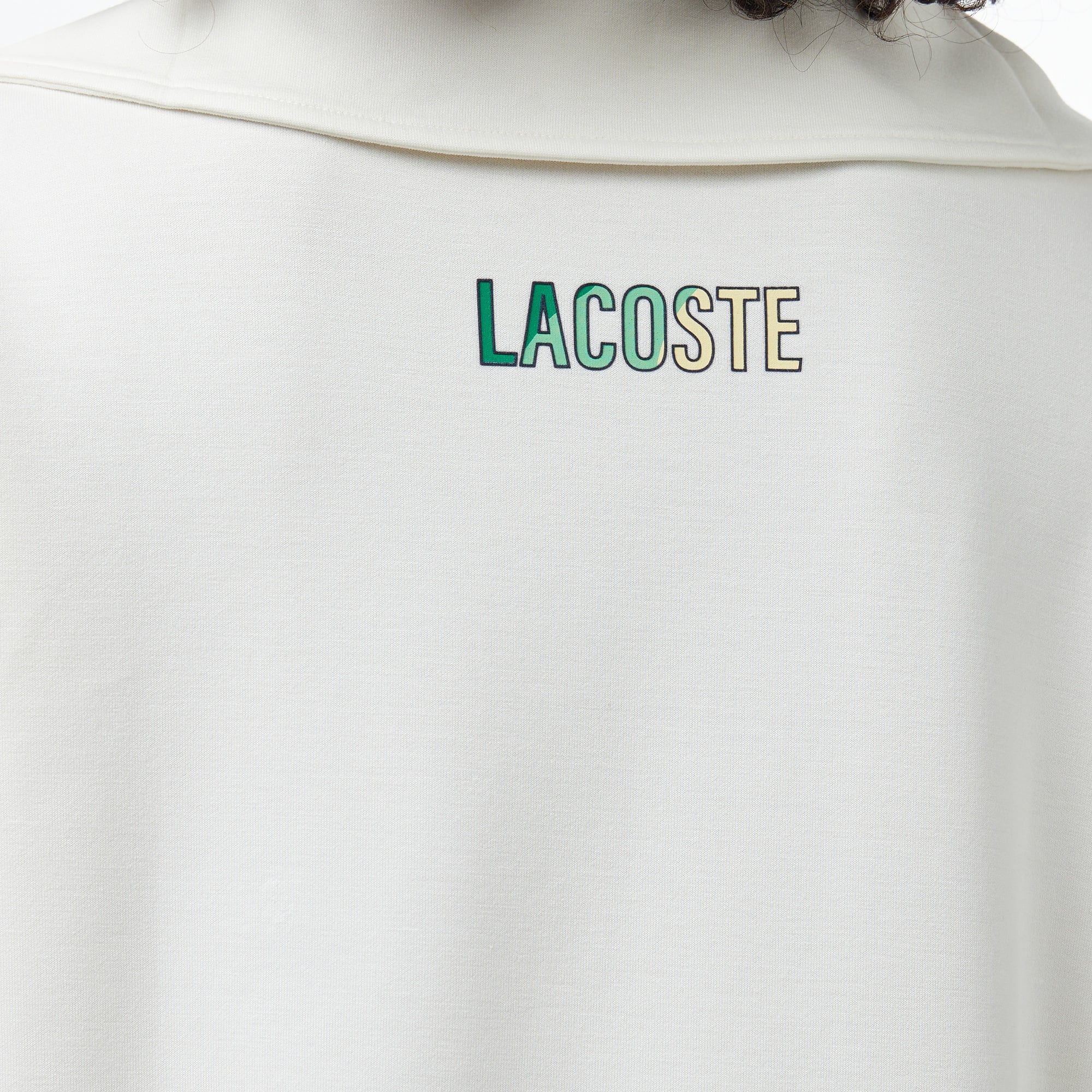 Lacoste Kadın Kısa Kollu Yarım Fermuarlı Beyaz Sweatshirt