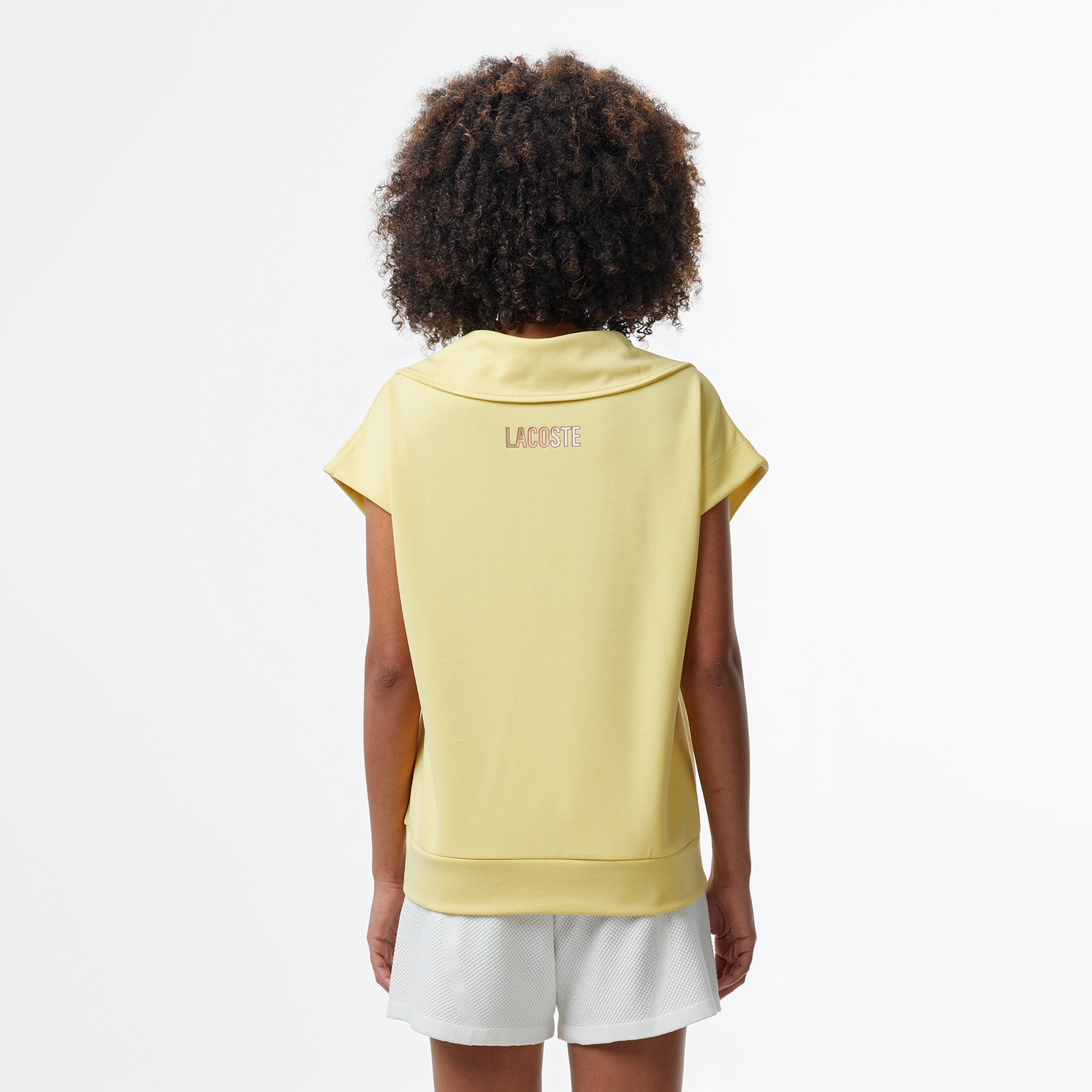 Lacoste Classic Kadın Kolsuz Yarım Fermuarlı Sarı Sweatshirt