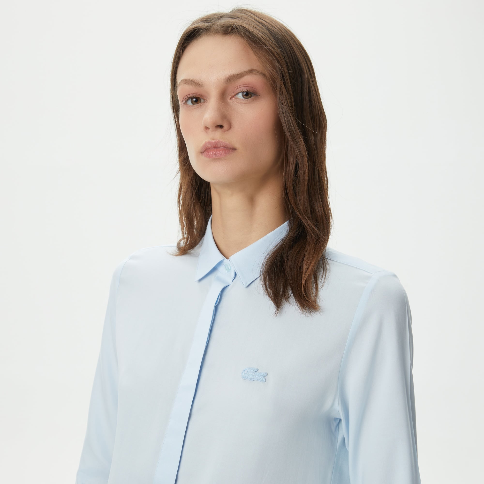 Lacoste Kadın Regular Fit Yarım Kol Açık Mavi Gömlek