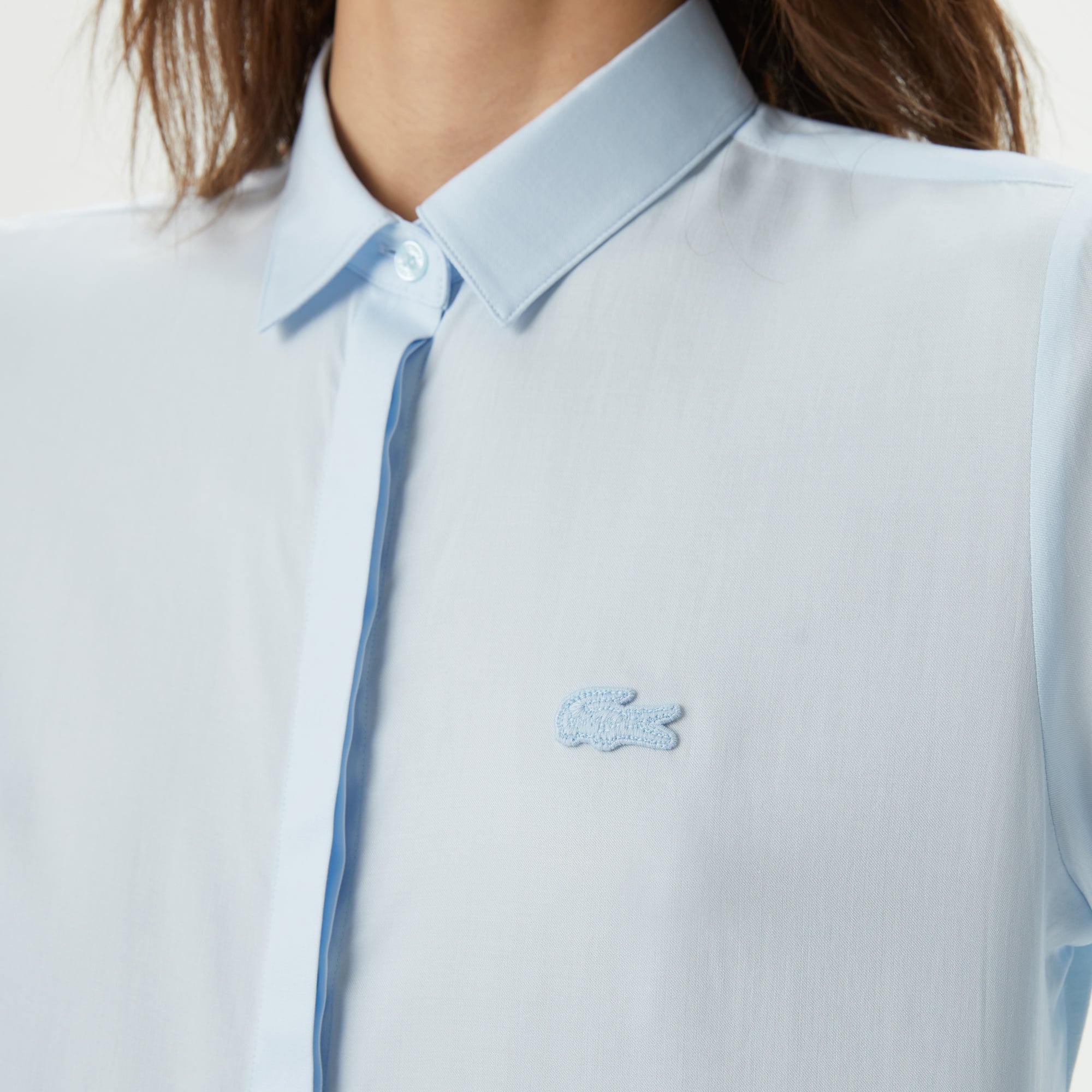 Lacoste Kadın Regular Fit Yarım Kol Açık Mavi Gömlek