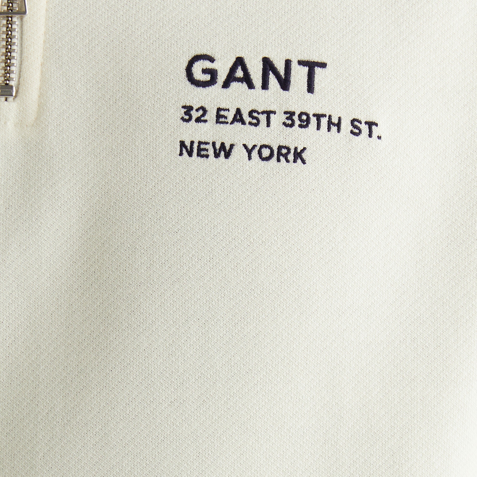 GANT Erkek Krem Regular Fit Yarım Fermuarlı Logolu Sweatshirt