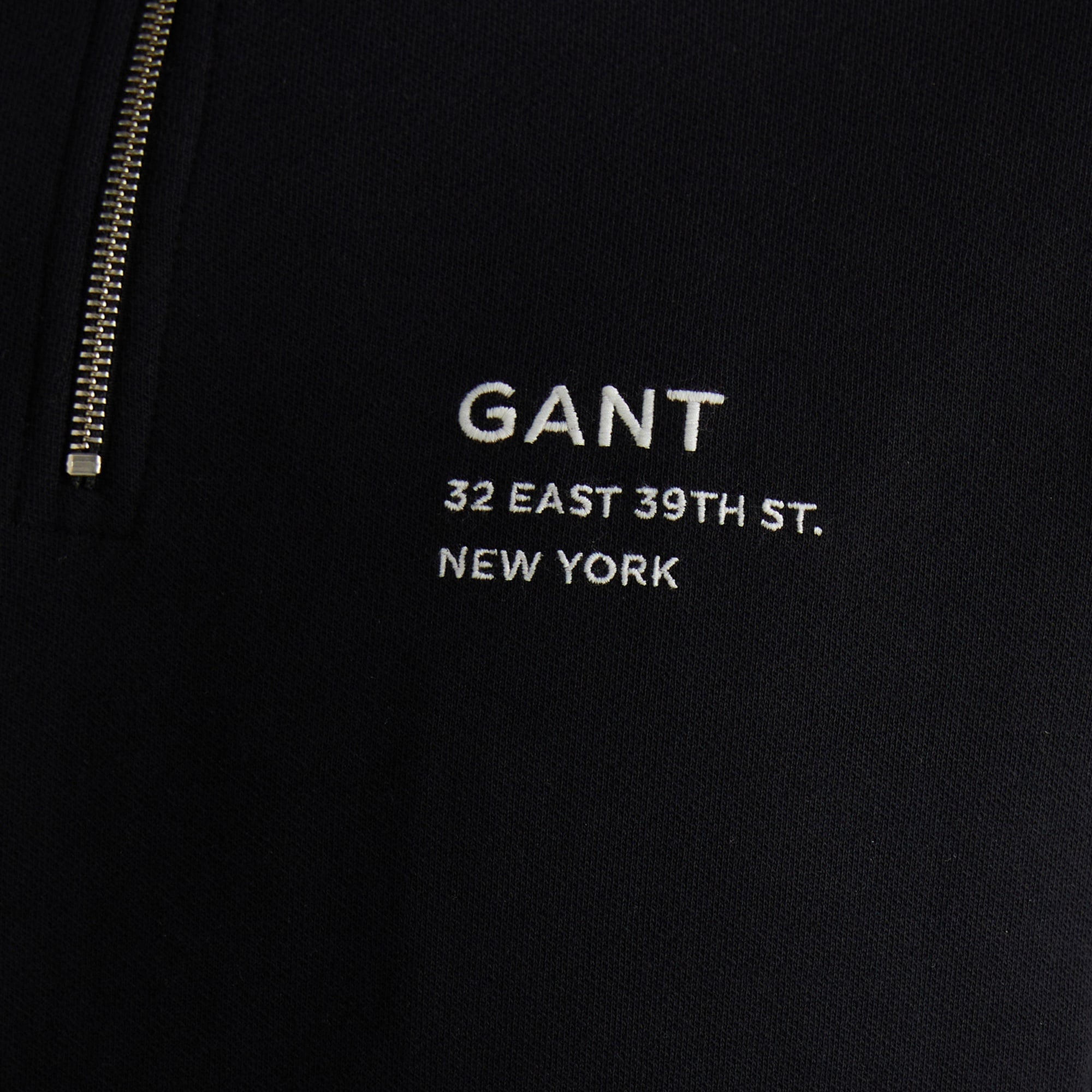 GANT Erkek Siyah Regular Fit Yarım Fermuarlı Logolu Sweatshirt