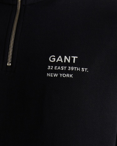  GANT Erkek Siyah Regular Fit Yarım Fermuarlı Logolu Sweatshirt