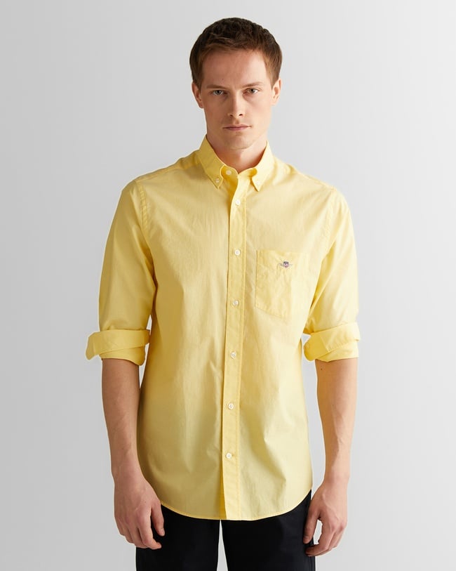  GANT Erkek Sarı Regular Fit Düğmeli Yaka Poplin Gömlek