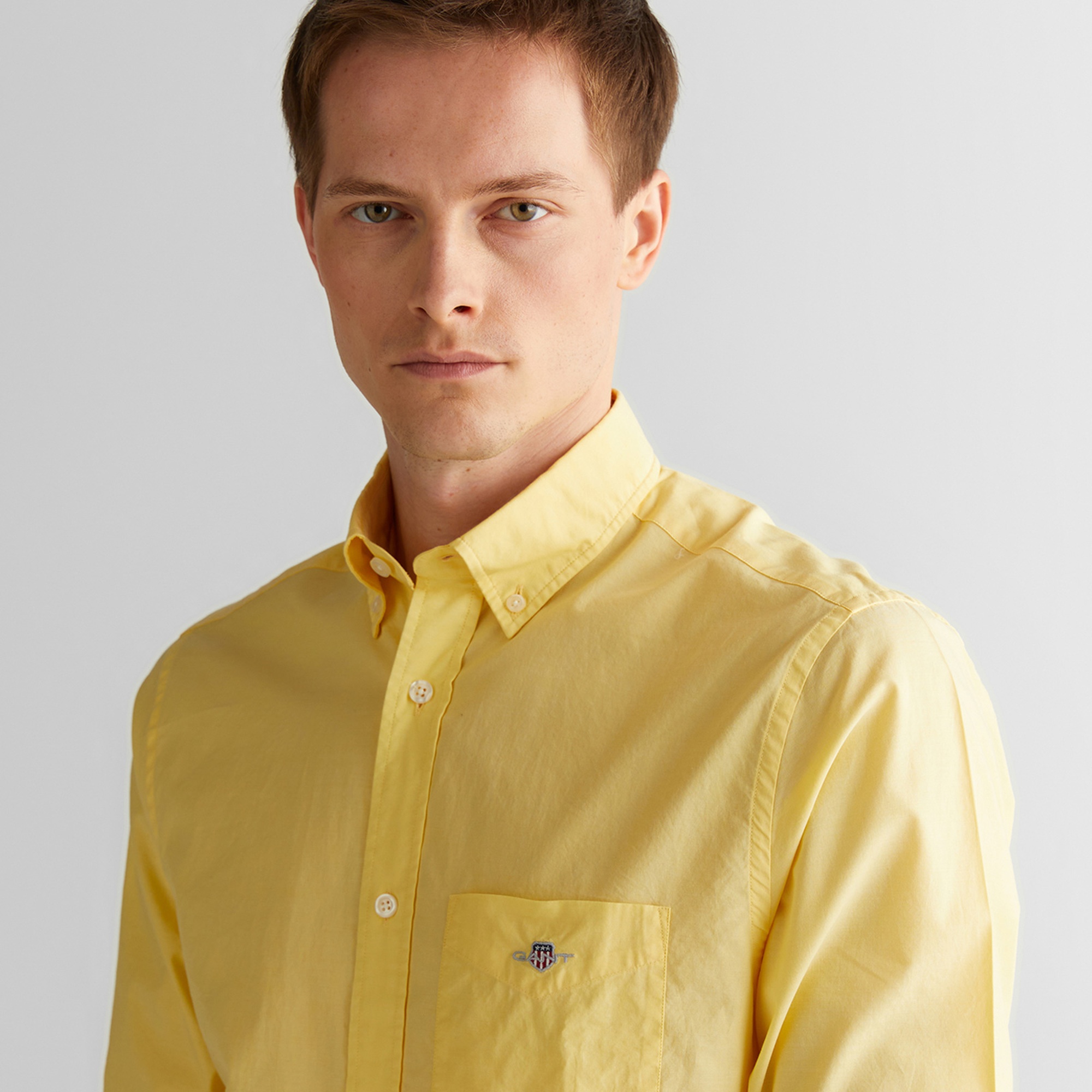 GANT Erkek Sarı Regular Fit Düğmeli Yaka Poplin Gömlek