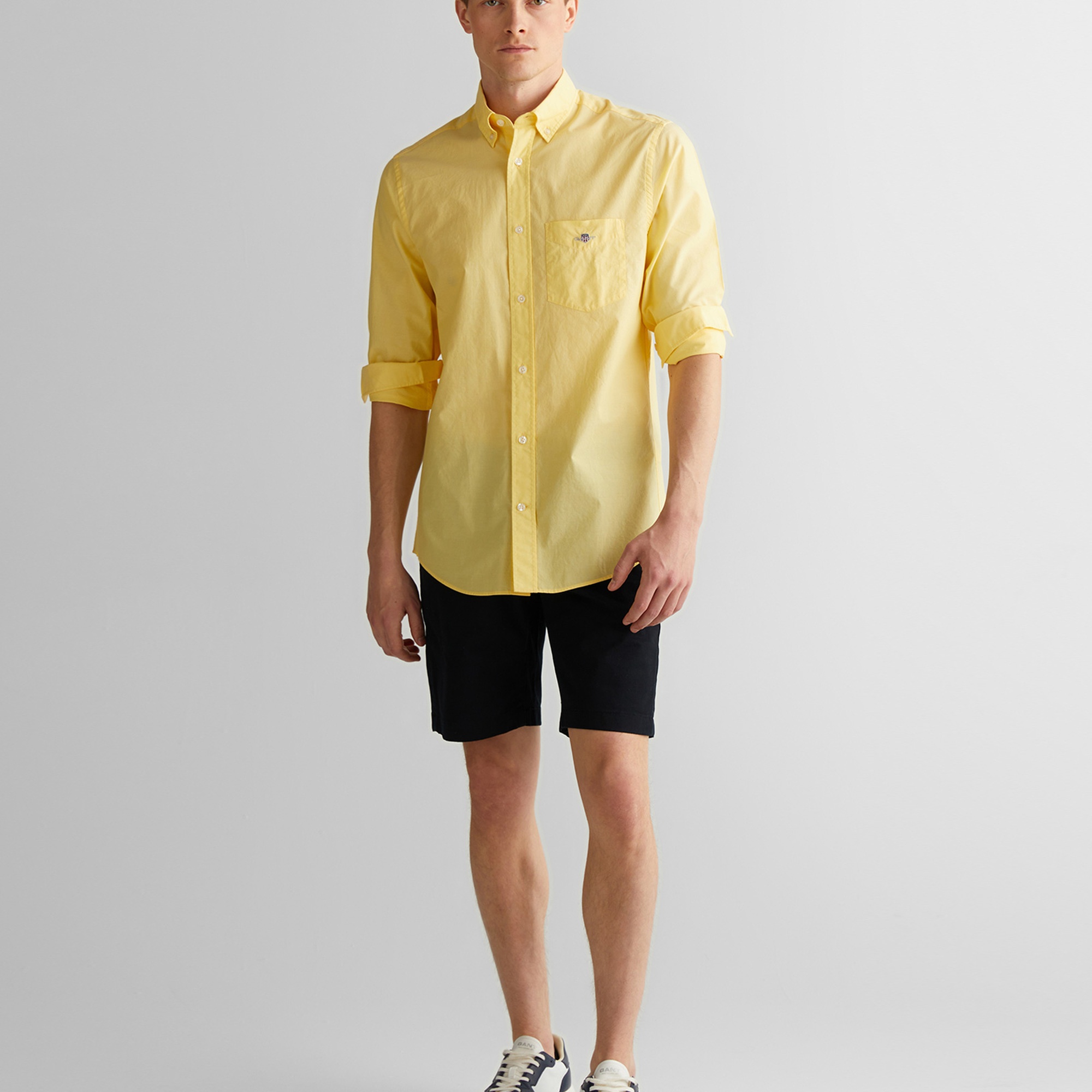 GANT Erkek Sarı Regular Fit Düğmeli Yaka Poplin Gömlek