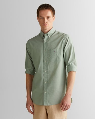  GANT Erkek Yeşil Regular Fit Düğmeli Yaka Poplin Gömlek