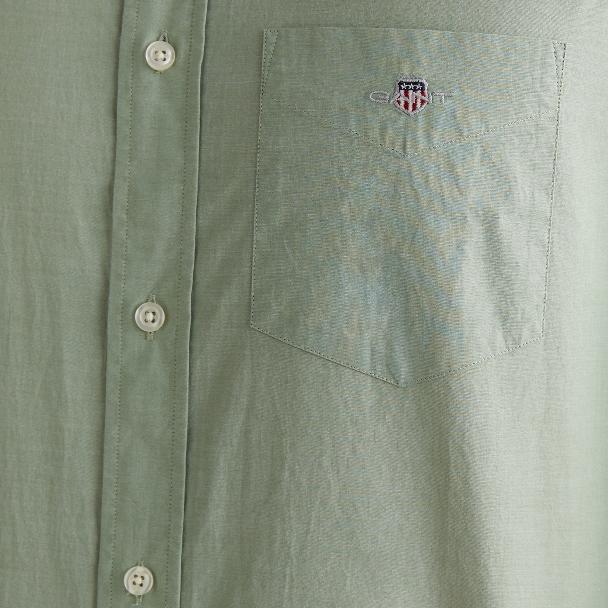 GANT Erkek Yeşil Regular Fit Düğmeli Yaka Poplin Gömlek