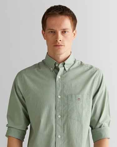  GANT Erkek Yeşil Regular Fit Düğmeli Yaka Poplin Gömlek
