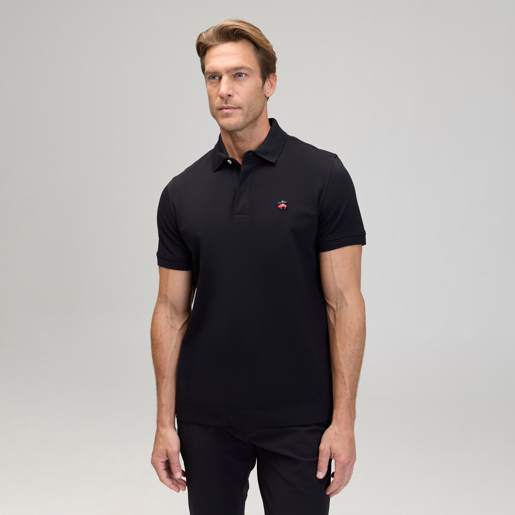 Brooks Brothers Polo Yaka Likralı Pike Erkek Siyah T-Shirt