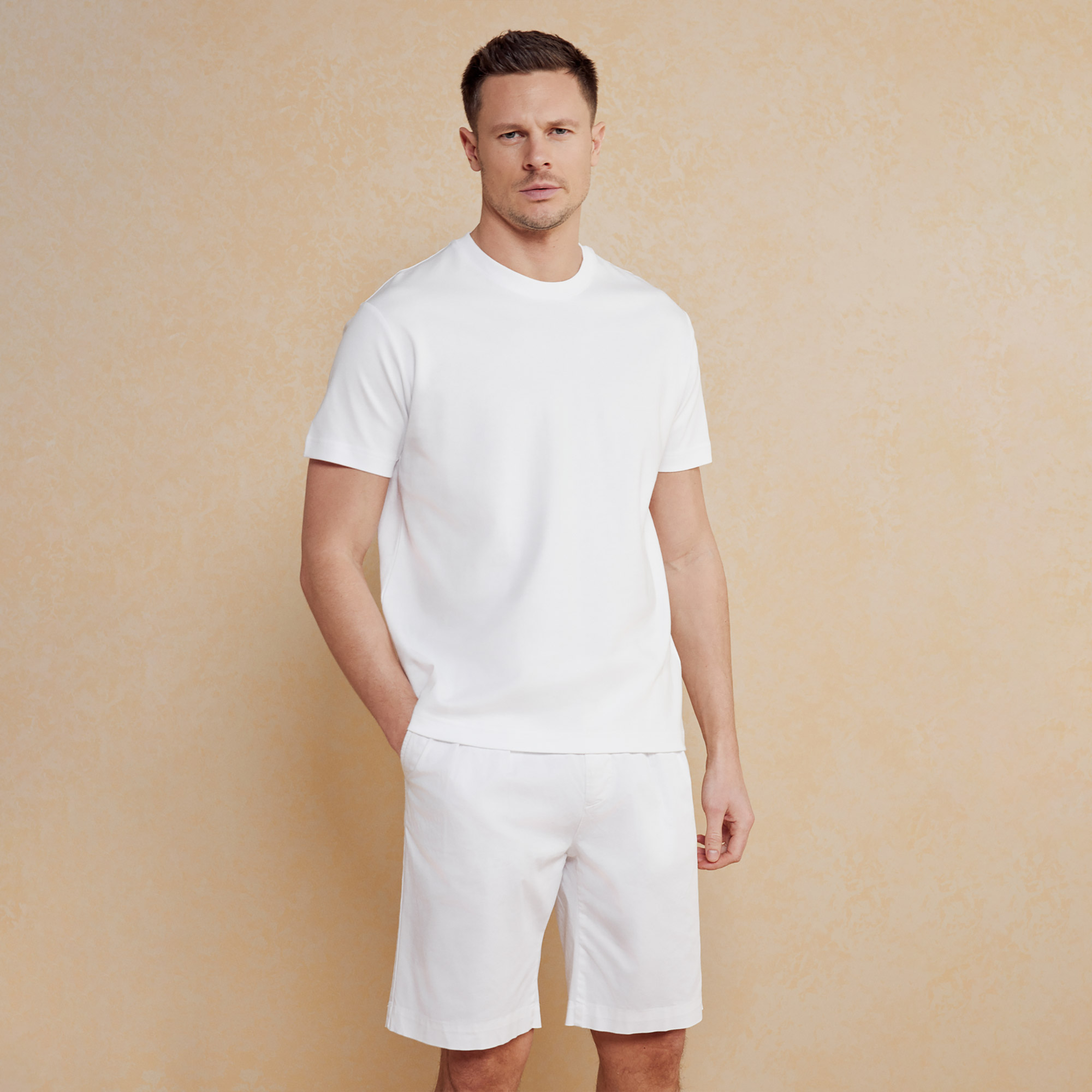  Brooks Brothers Kolu Patch Logolu Bisiklet Yaka Erkek Beyaz T-Shirt