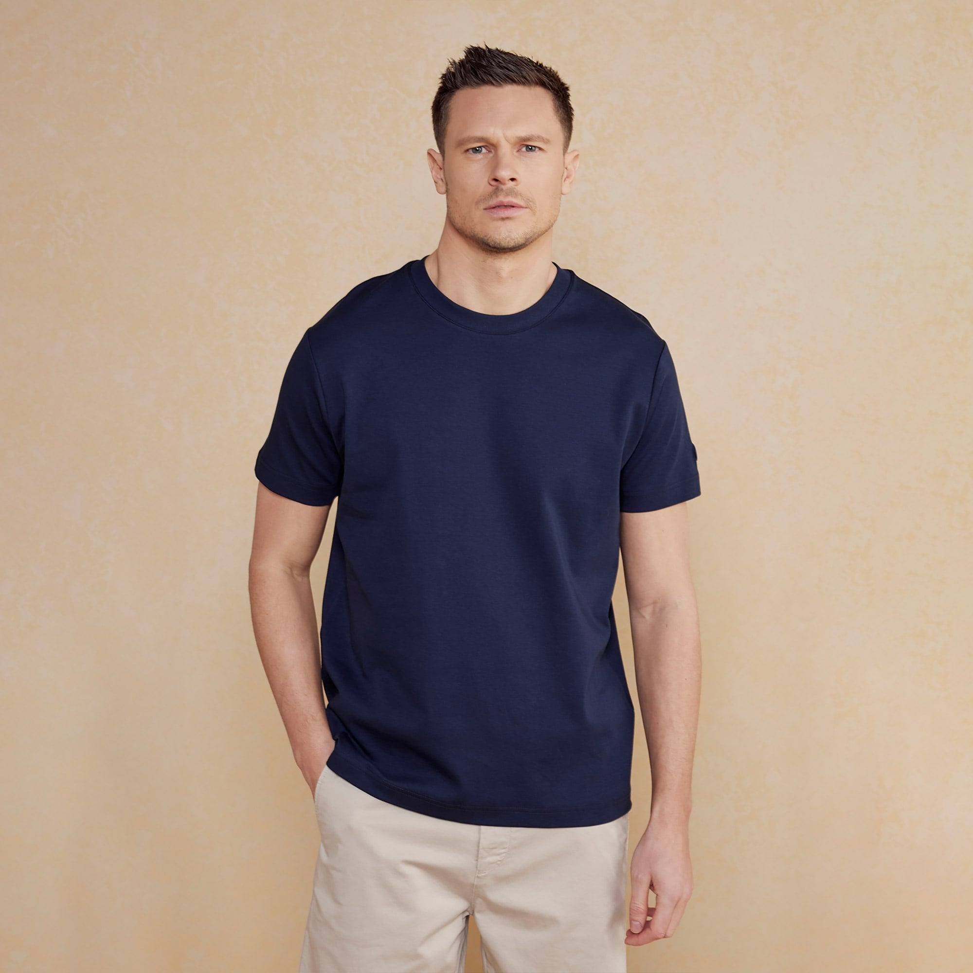Brooks Brothers Kolu Patch Logolu Bisiklet Yaka Erkek Lacivert T-Shirt