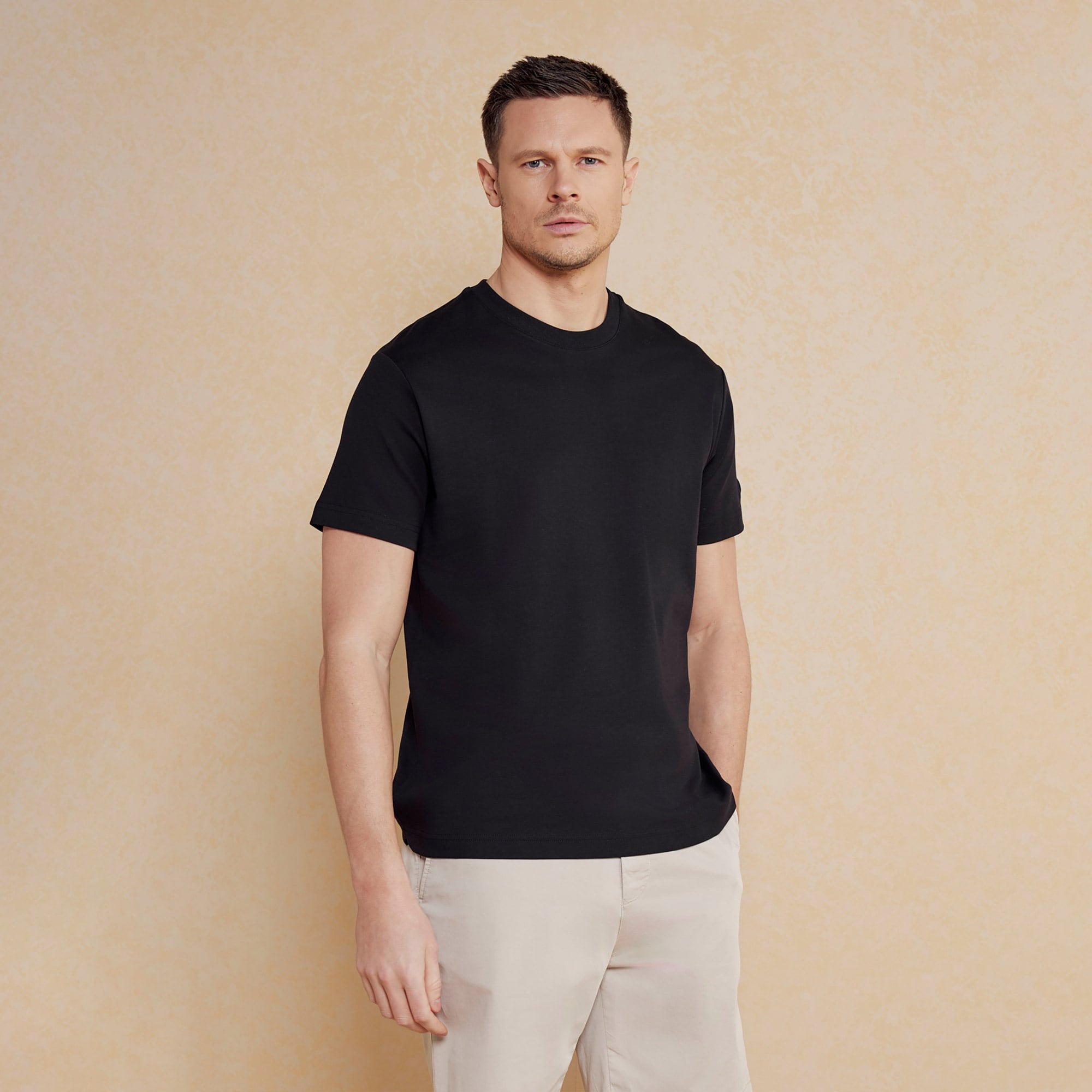 Brooks Brothers Kolu Patch Logolu Bisiklet Yaka Erkek Siyah T-Shirt