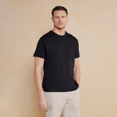  Brooks Brothers Kolu Patch Logolu Bisiklet Yaka Erkek Siyah T-Shirt