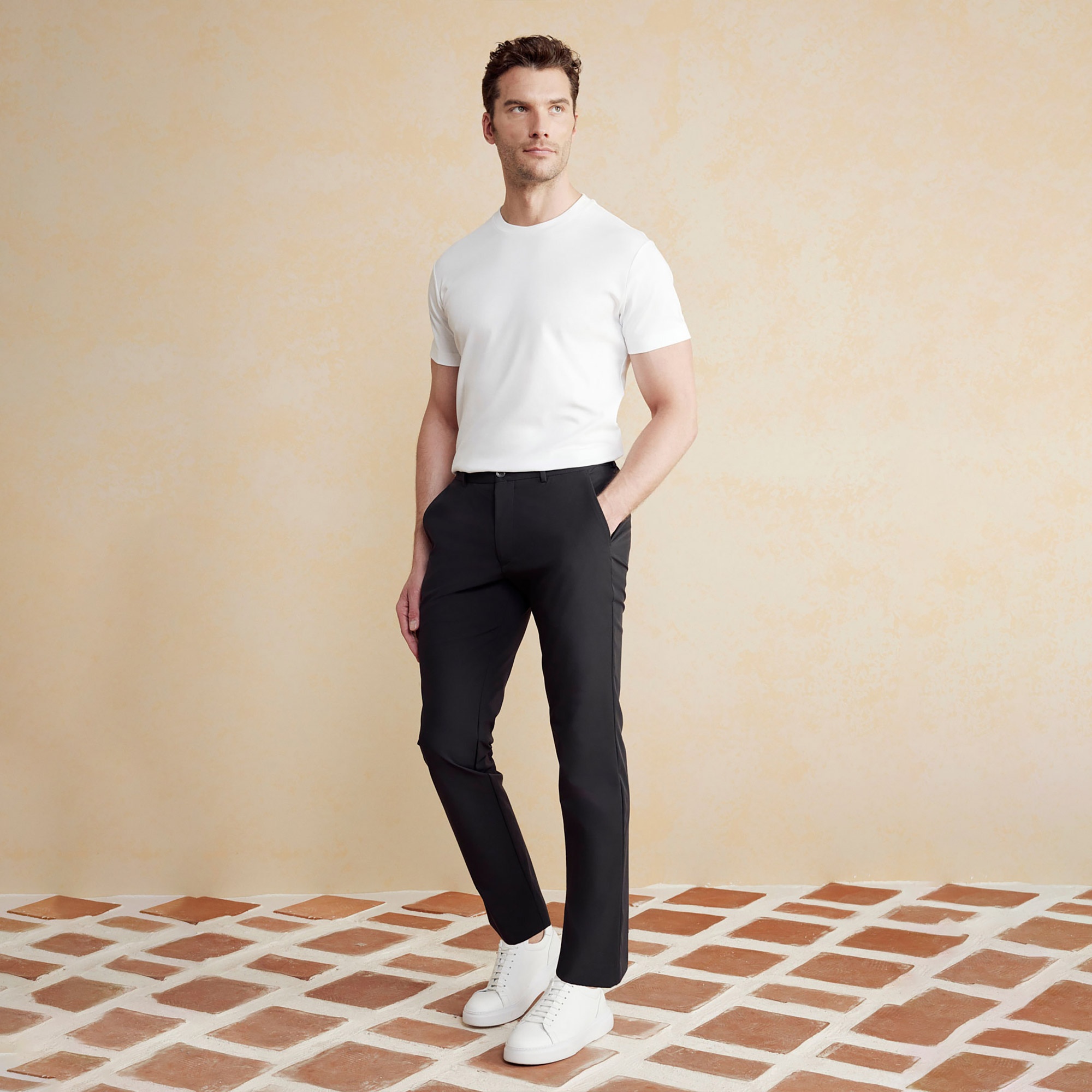 Brooks Brothers İçten Bağcıklı Performans Erkek Siyah Pantolon