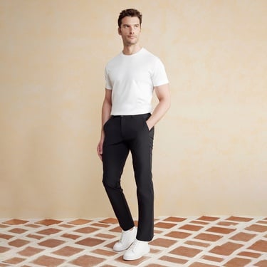  Brooks Brothers İçten Bağcıklı Performans Erkek Siyah Pantolon