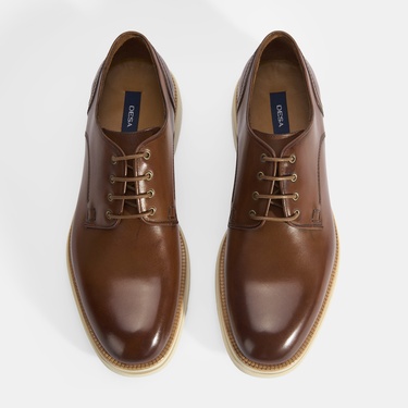  Erkek Taba Bağcıklı Deri Günlük Ayakkabı