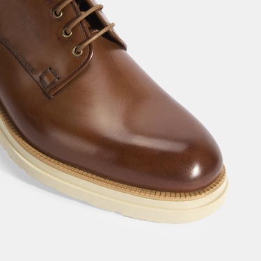  Erkek Taba Bağcıklı Deri Günlük Ayakkabı