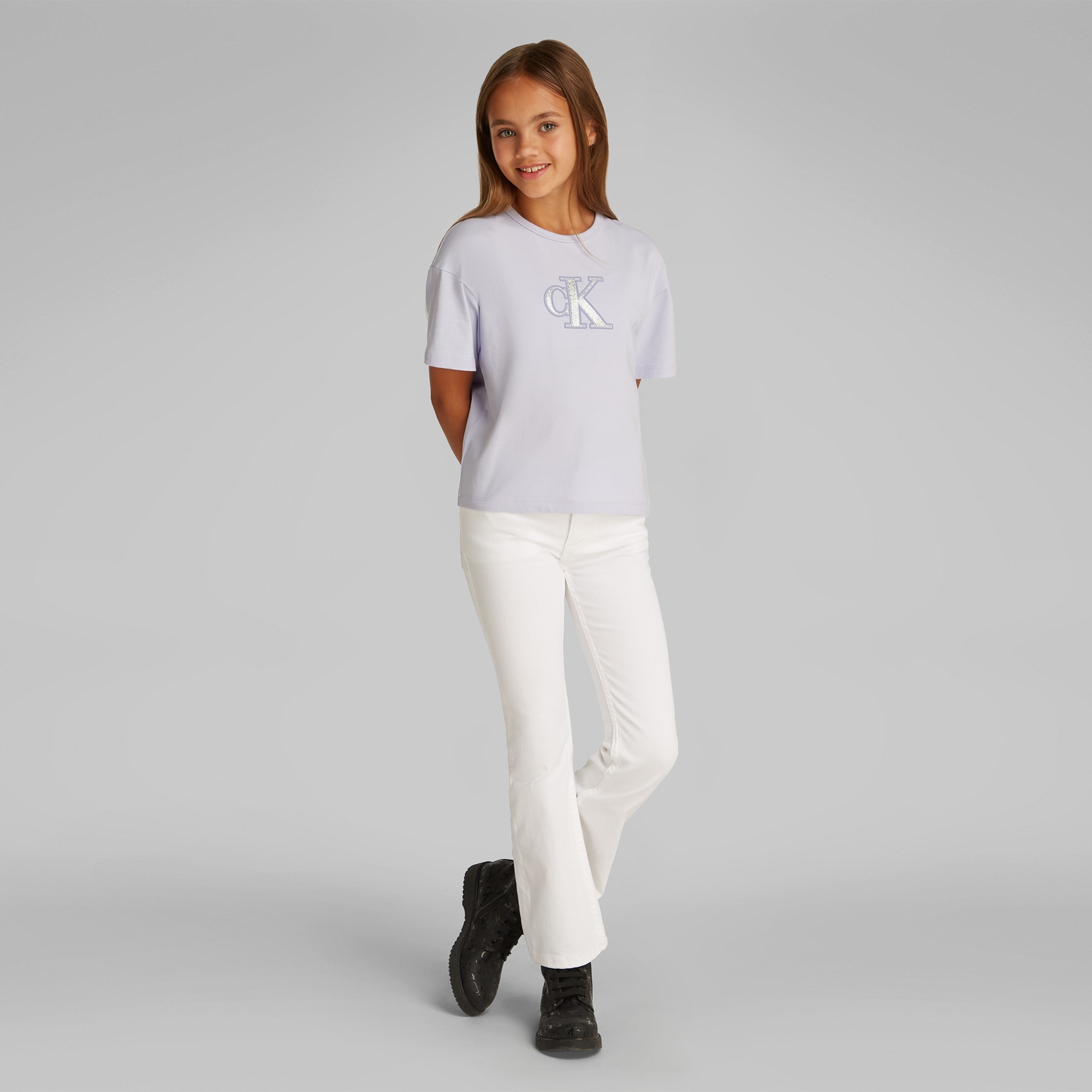 Calvin Klein Metallic Çocuk Lila T-Shirt