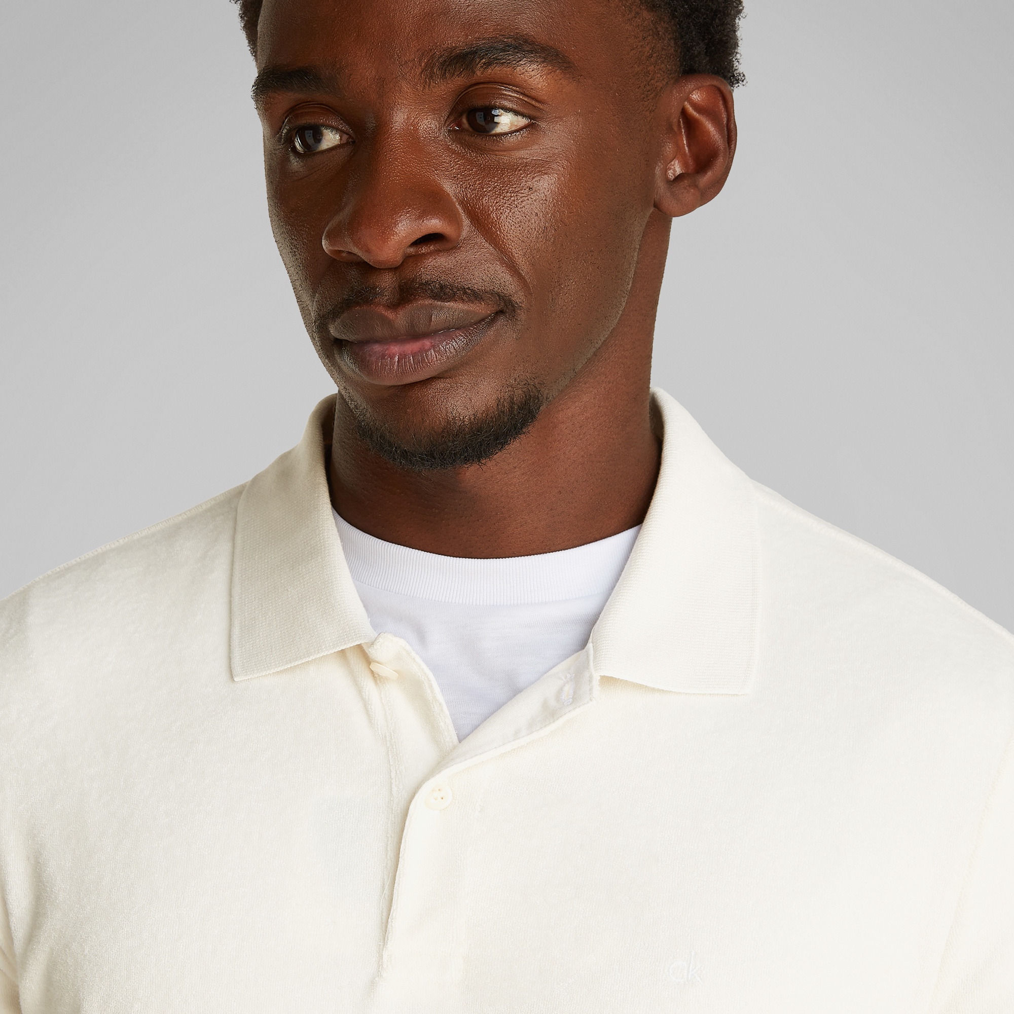 Calvin Klein Towelling Erkek Beyaz Polo