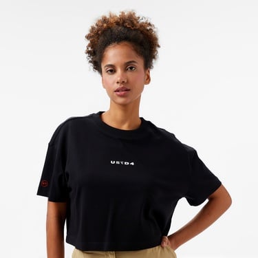  UNITED4 Comfort Kadın Siyah Crop T-Shirt