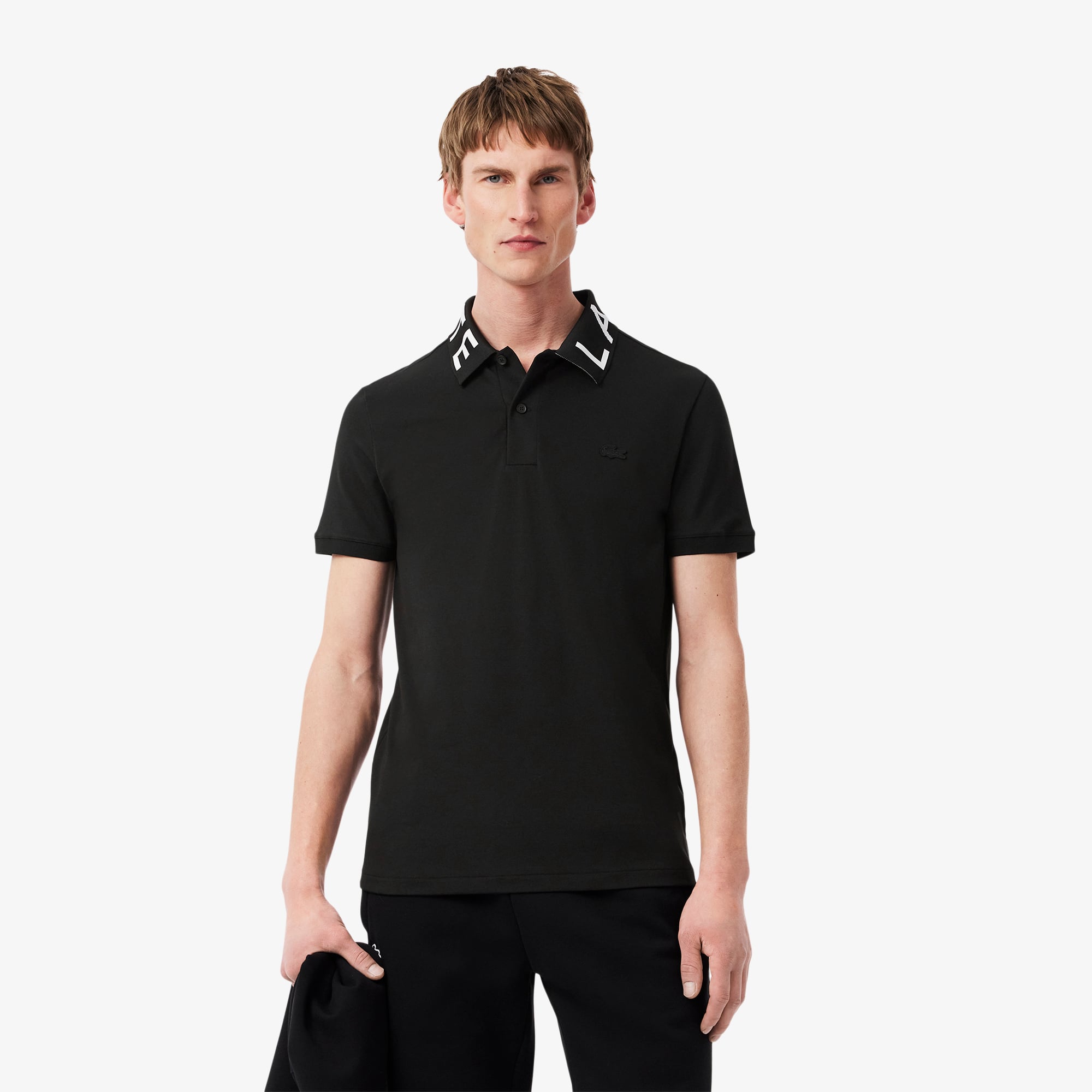  Lacoste Erkek Slim Fit Baskılı Siyah Polo