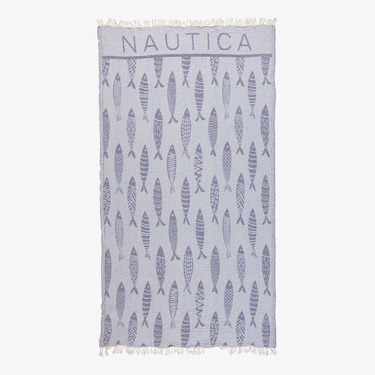  Nautica Unisex Mavi Desenli Havlu
