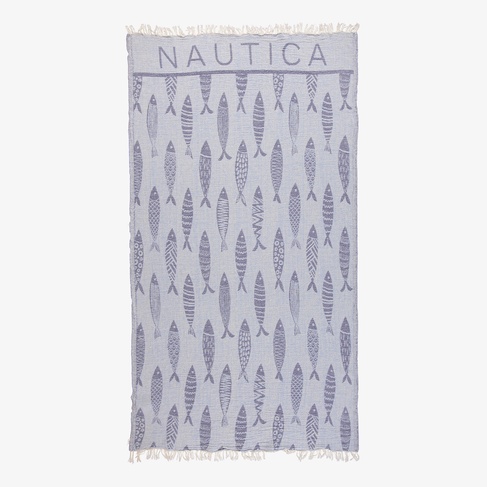  Nautica Unisex Mavi Desenli Havlu