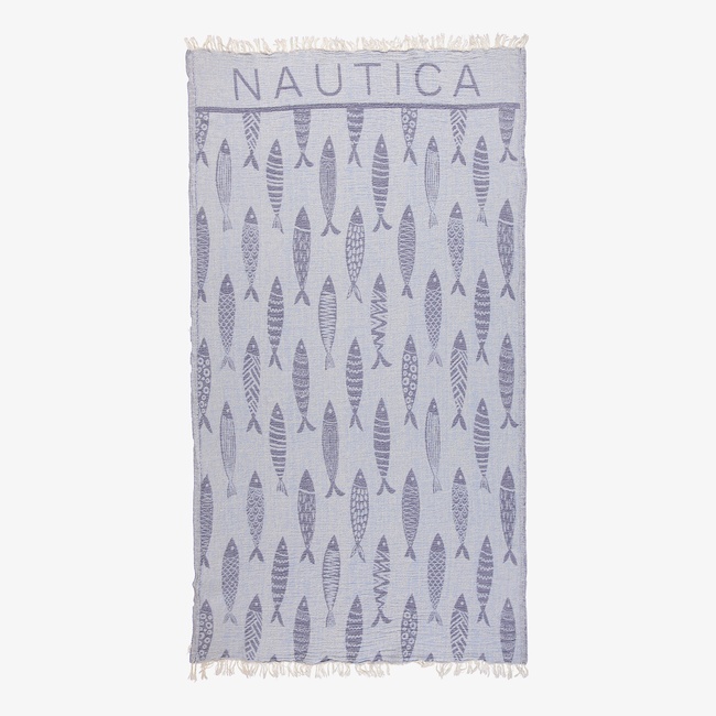  Nautica Unisex Mavi Desenli Havlu