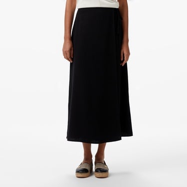  Nautica Kadın Siyah Regular Fit Keten Karışımlı Etek