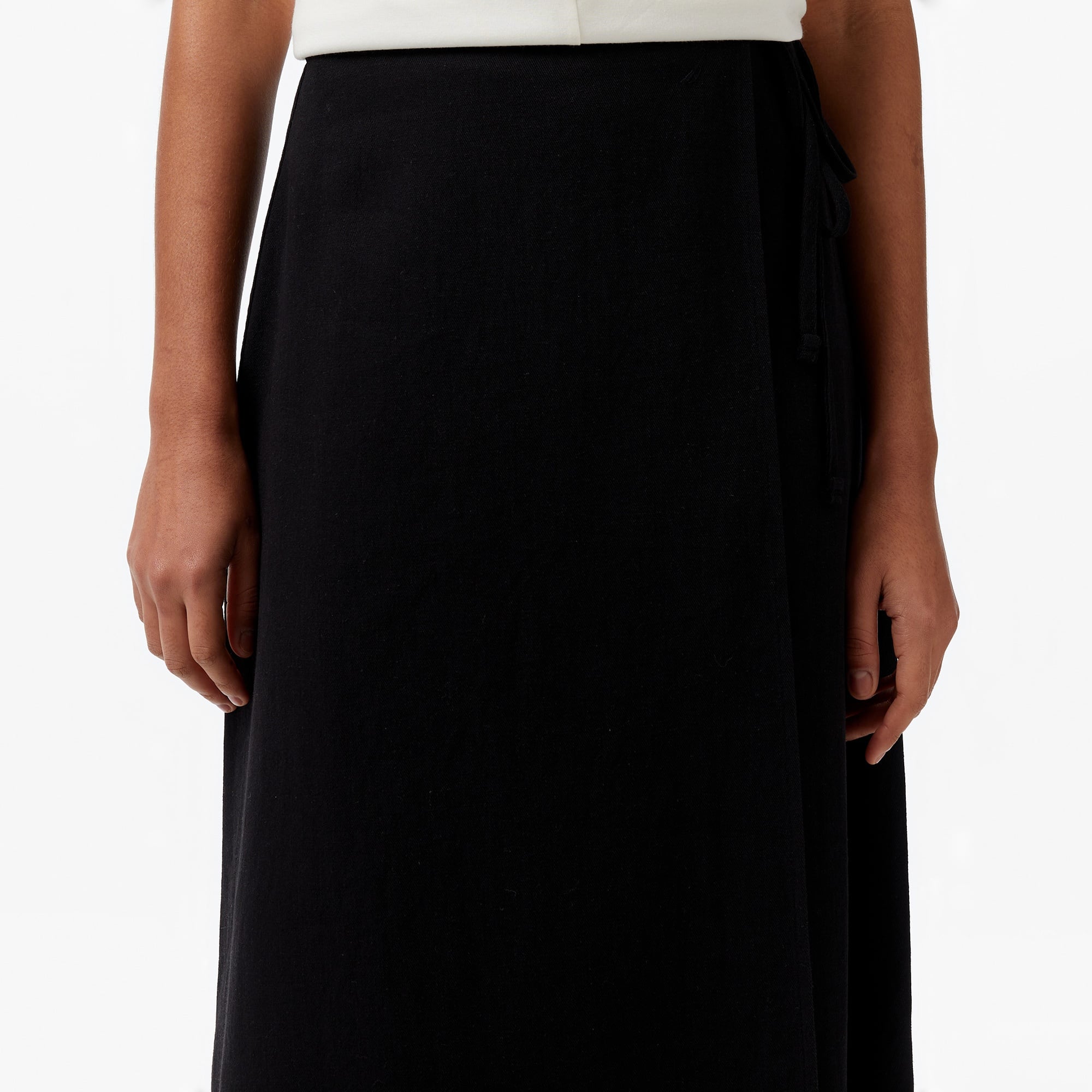 Nautica Kadın Siyah Regular Fit Keten Karışımlı Etek