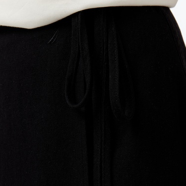  Nautica Kadın Siyah Regular Fit Keten Karışımlı Etek