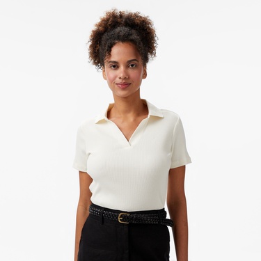  Nautica Kadın Ekru Slim Fit Polo