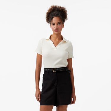 Nautica Kadın Ekru Slim Fit Polo
