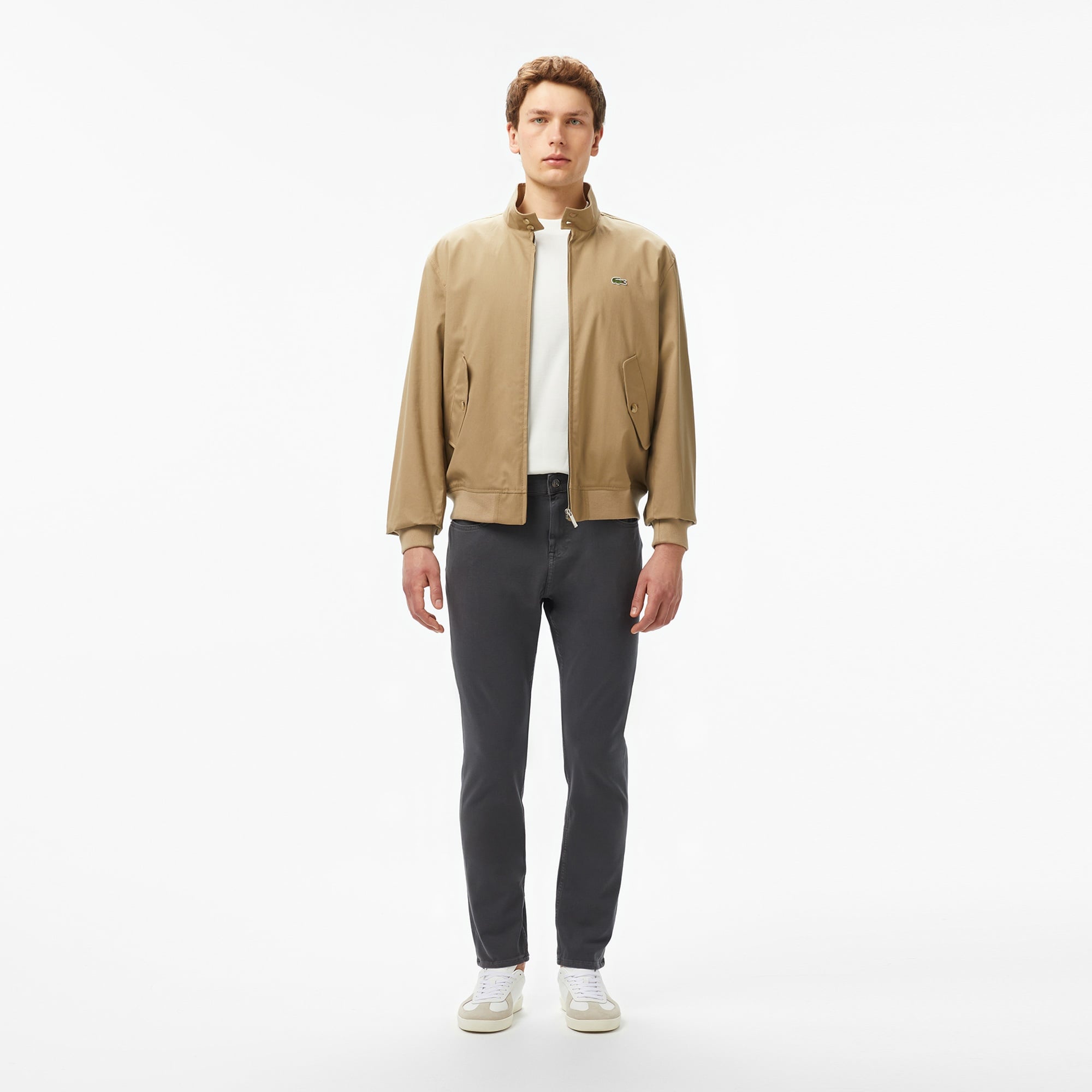 Erkek Regular Fit Dik Yaka Bej Yağmurluk