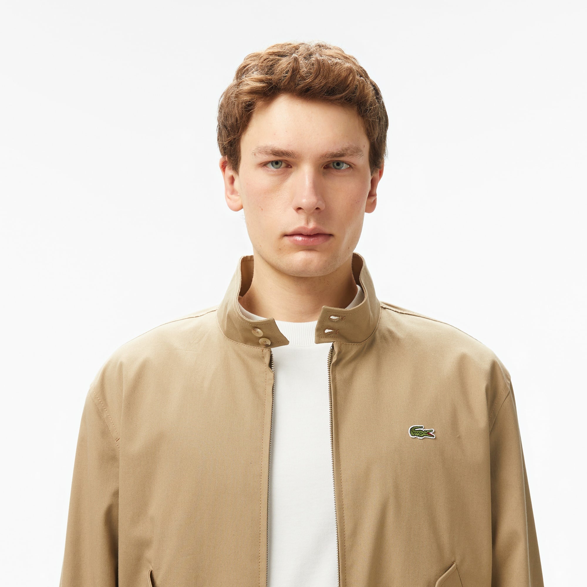 Erkek Regular Fit Dik Yaka Bej Yağmurluk