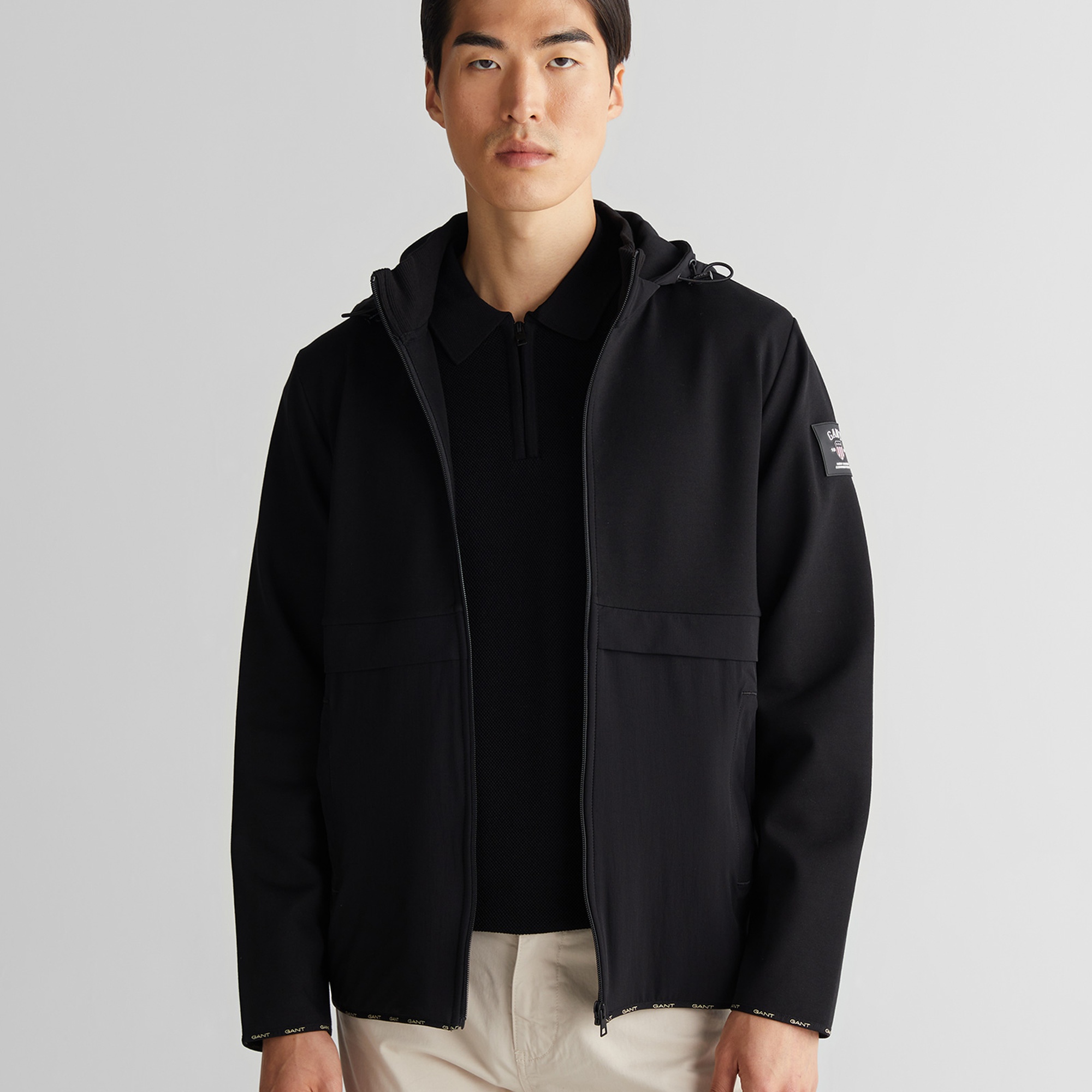 GANT Erkek Siyah Regular Fit Kapüşonlu Sweatshirt