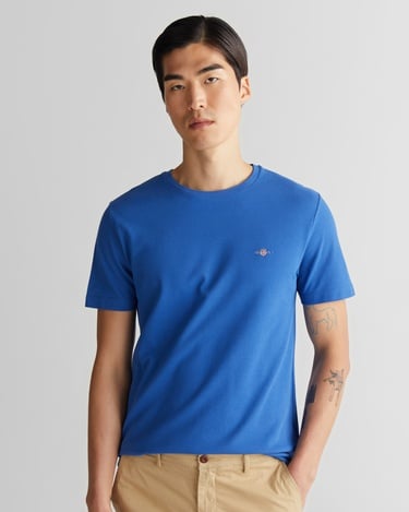  GANT Erkek Mavi Slim Fit Bisiklet Yaka T-Shirt