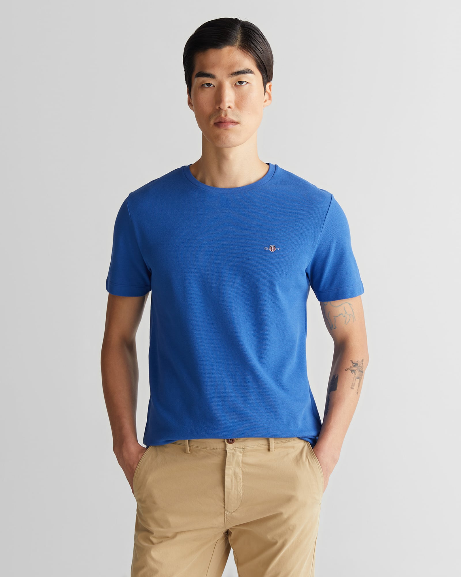  GANT Erkek Mavi Slim Fit Bisiklet Yaka T-Shirt