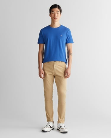  GANT Erkek Mavi Slim Fit Bisiklet Yaka T-Shirt