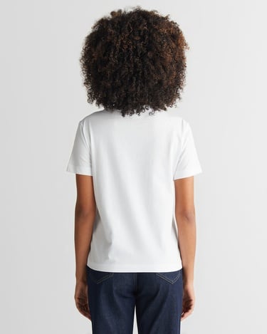  GANT Kadın Beyaz Regular Fit Bisiklet Yaka Logolu T-Shirt