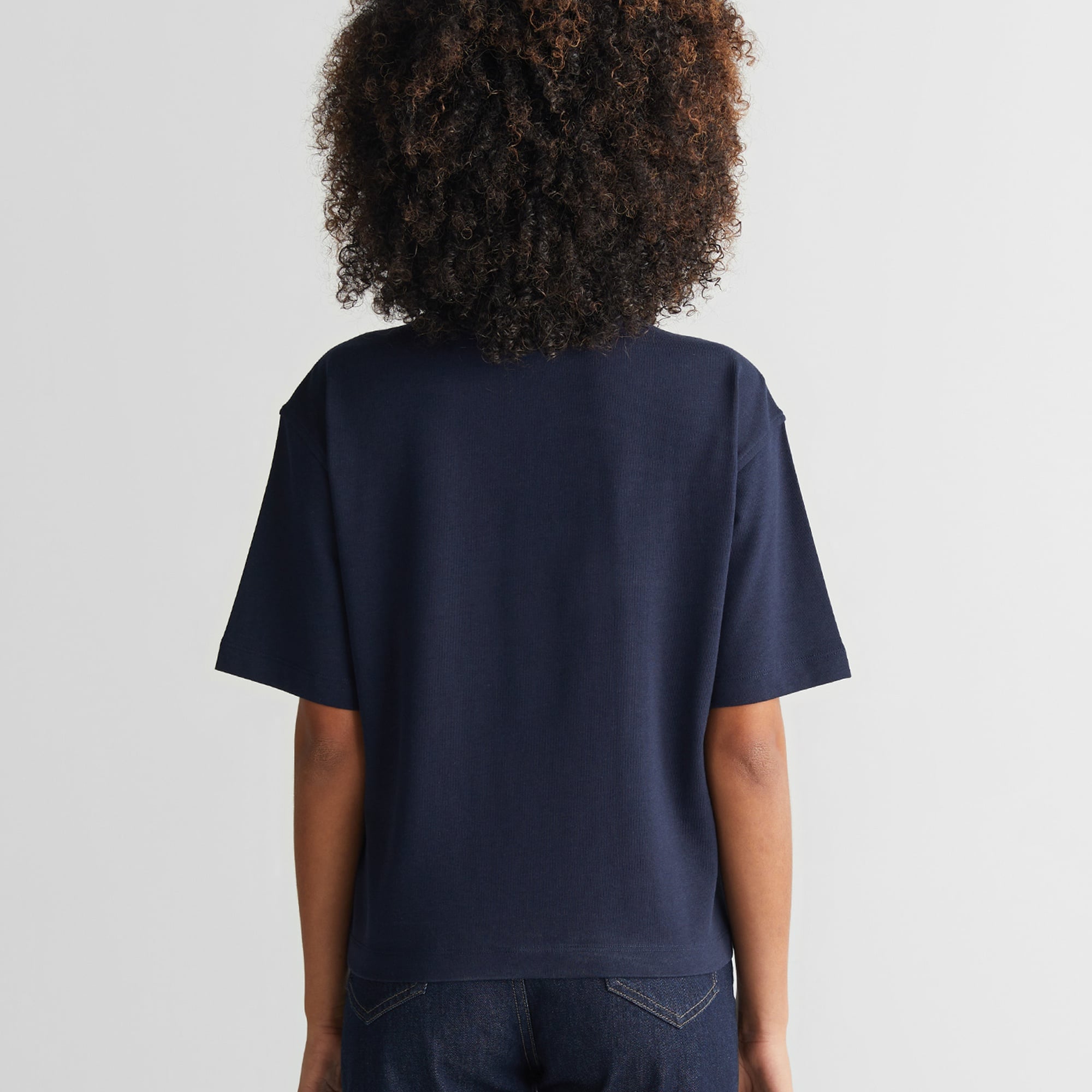 GANT Kadın Lacivert Bisiklet Yaka Logolu T-Shirt