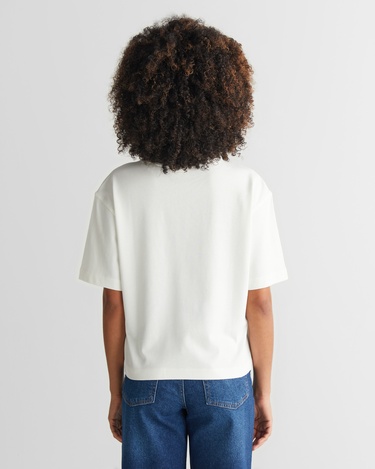  GANT Kadın Krem Bisiklet Yaka Logolu T-Shirt