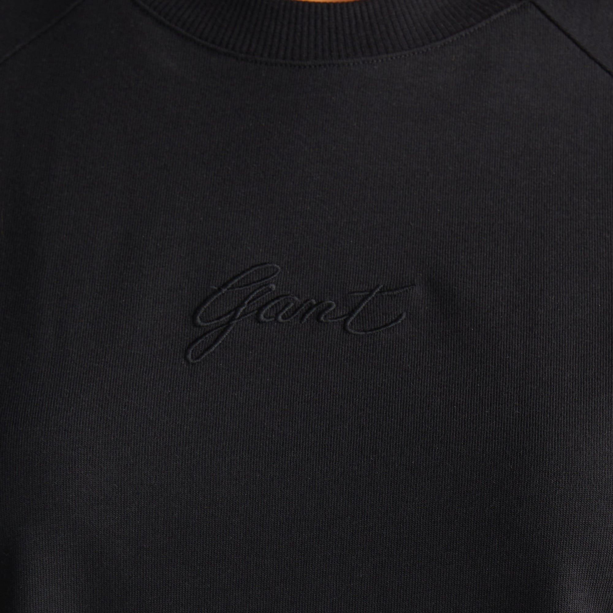 GANT Kadın Siyah Bisiklet Yaka Logolu T-Shirt