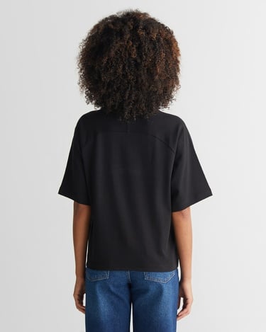  GANT Kadın Siyah Bisiklet Yaka Logolu T-Shirt