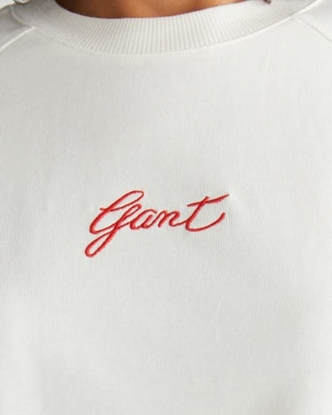  GANT Kadın Krem Bisiklet Yaka Logolu T-Shirt