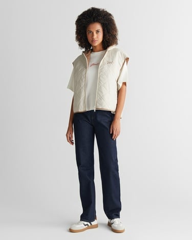  GANT Kadın Krem Kapüşonlu Logolu Yelek