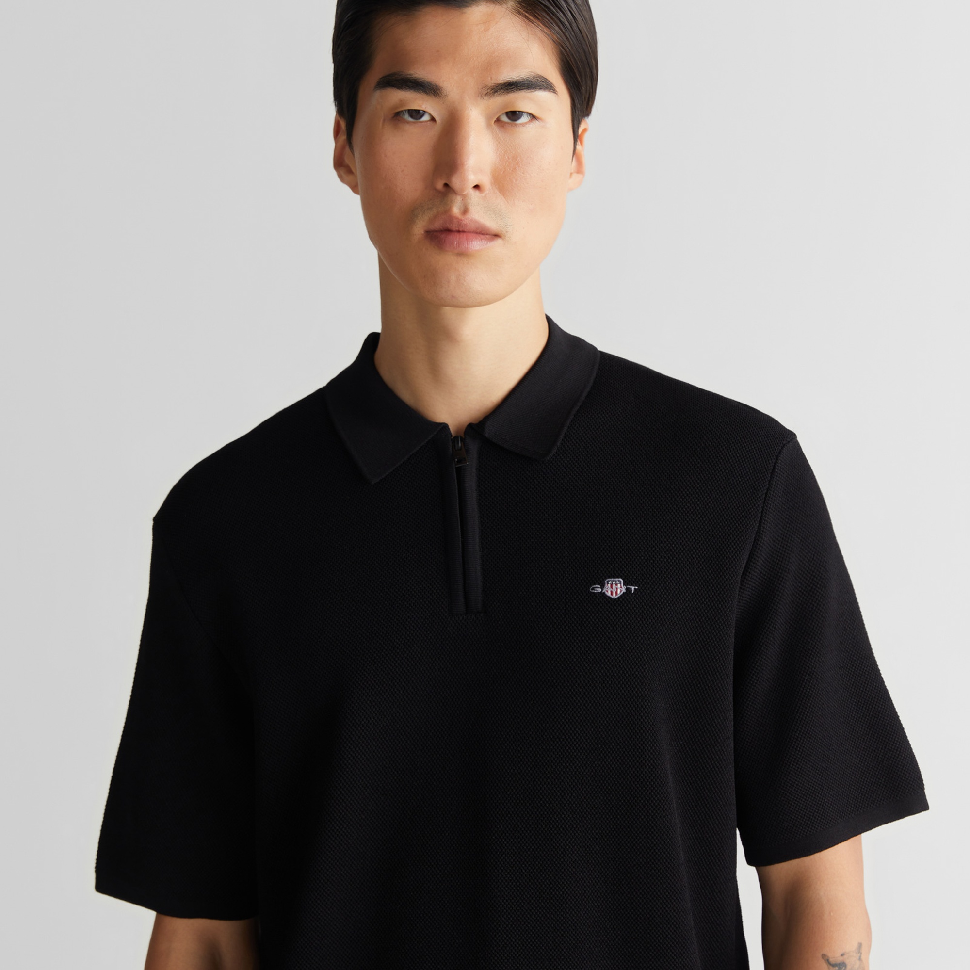 GANT Erkek Siyah Regular Fit Triko Polo