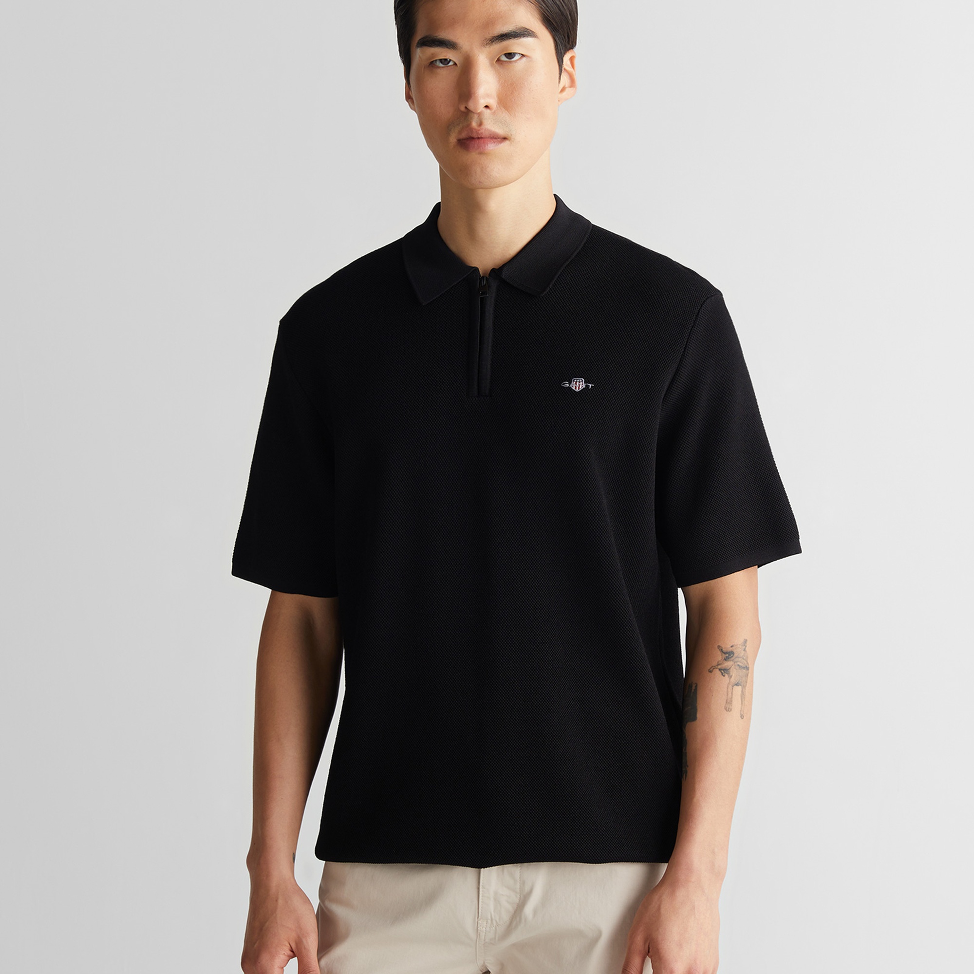 GANT Erkek Siyah Regular Fit Triko Polo