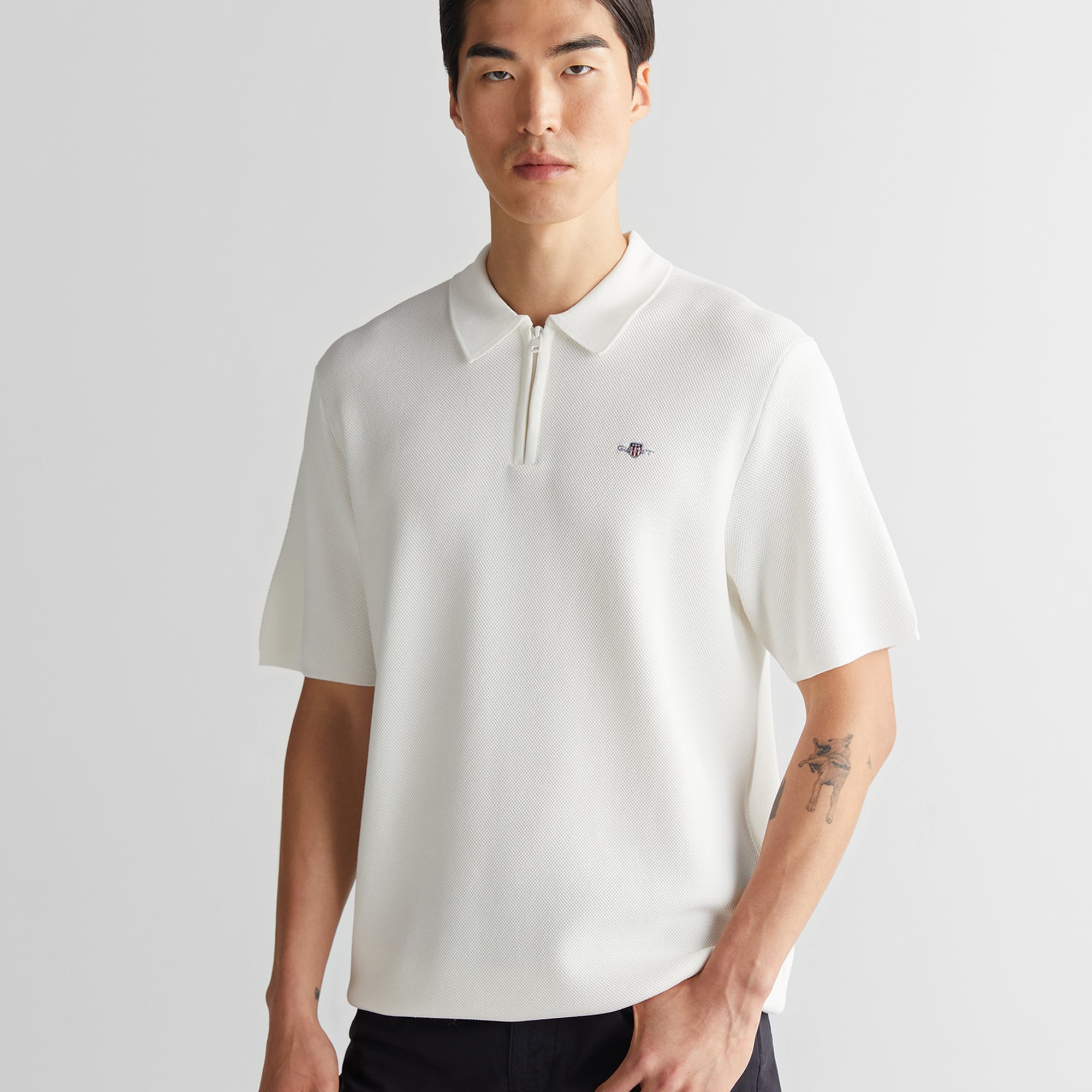 GANT Erkek Krem Regular Fit Triko Polo